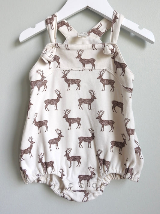 Kate Quinn Stag Pattern Neutral Romper 12-18M