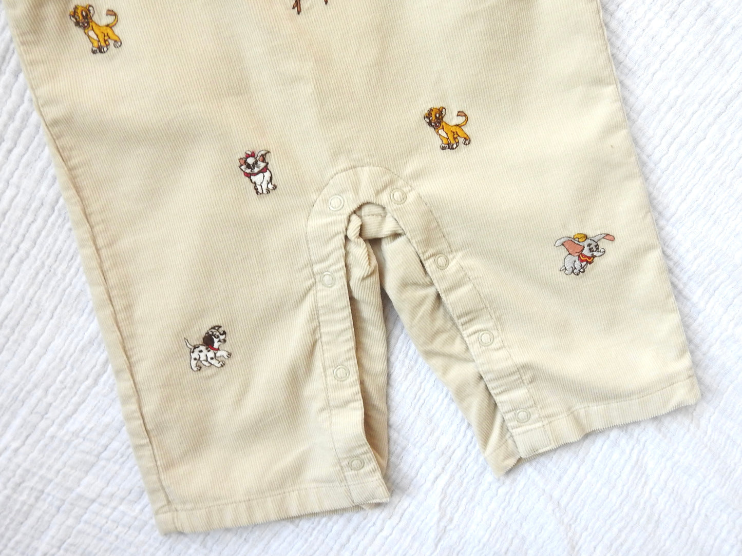 NWT Janie & Jack Disney Friends Taupe Baby Corduroy Overalls 3-6M