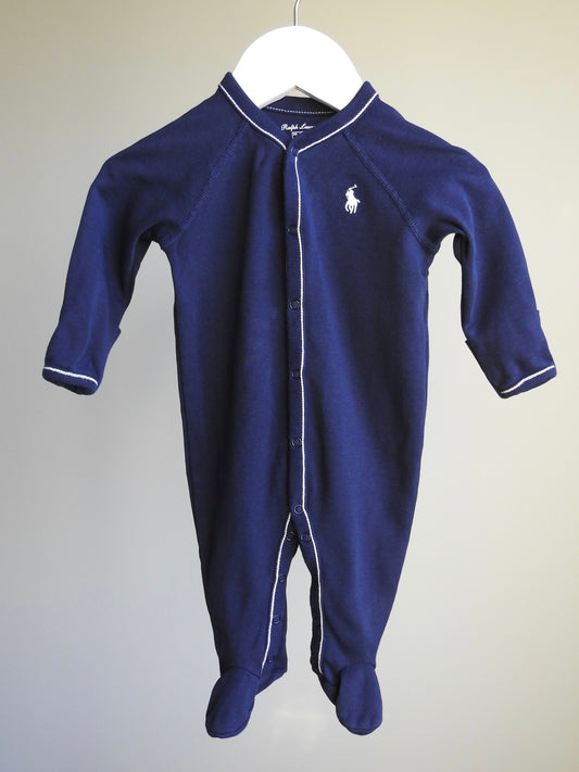 Ralph Lauren Navy Snap Footed Sleeper 3M