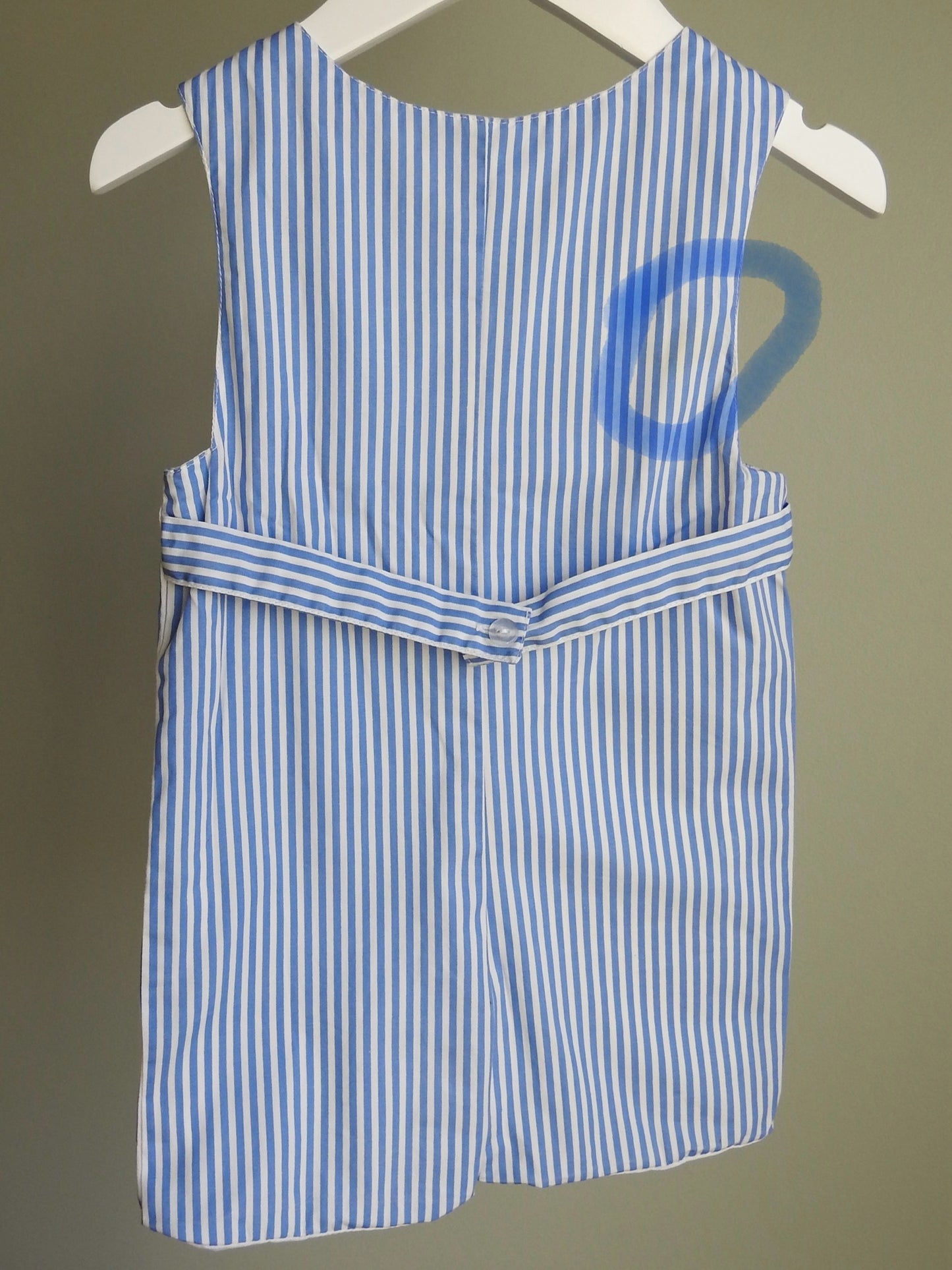 Bois de Rose Blue Smocked USA Flag Shortalls 6M