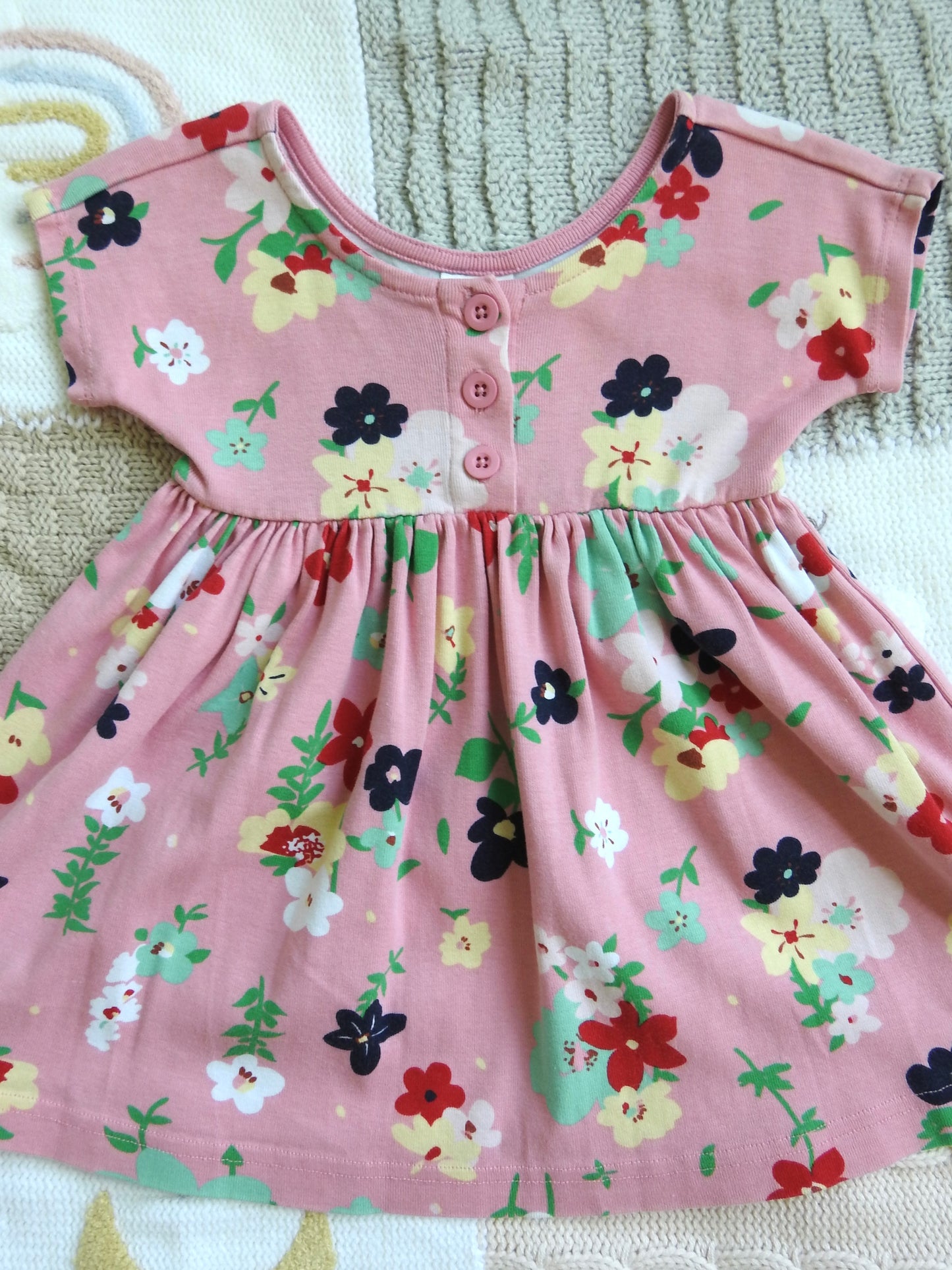 Vintage 90s/00s Hanna Andersson Pink Floral Play Dress 2Y