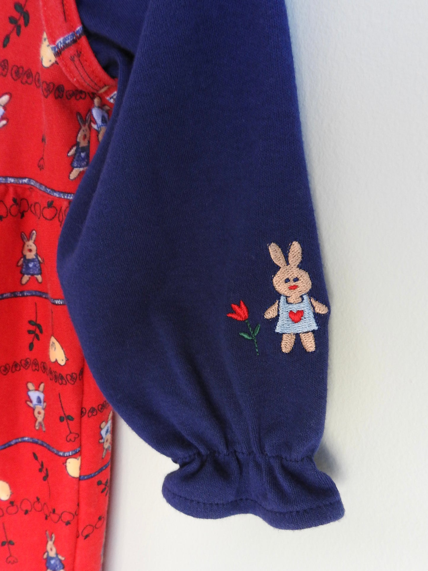 Vintage 80s/90s Healthtex Red Blue Animal Print Romper 12M
