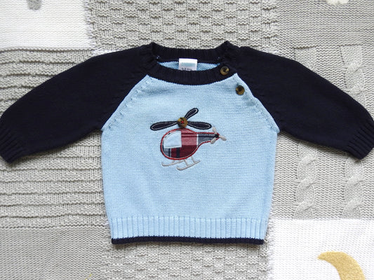 2011 Gymboree Blue Helicopter Sweater 0-3M
