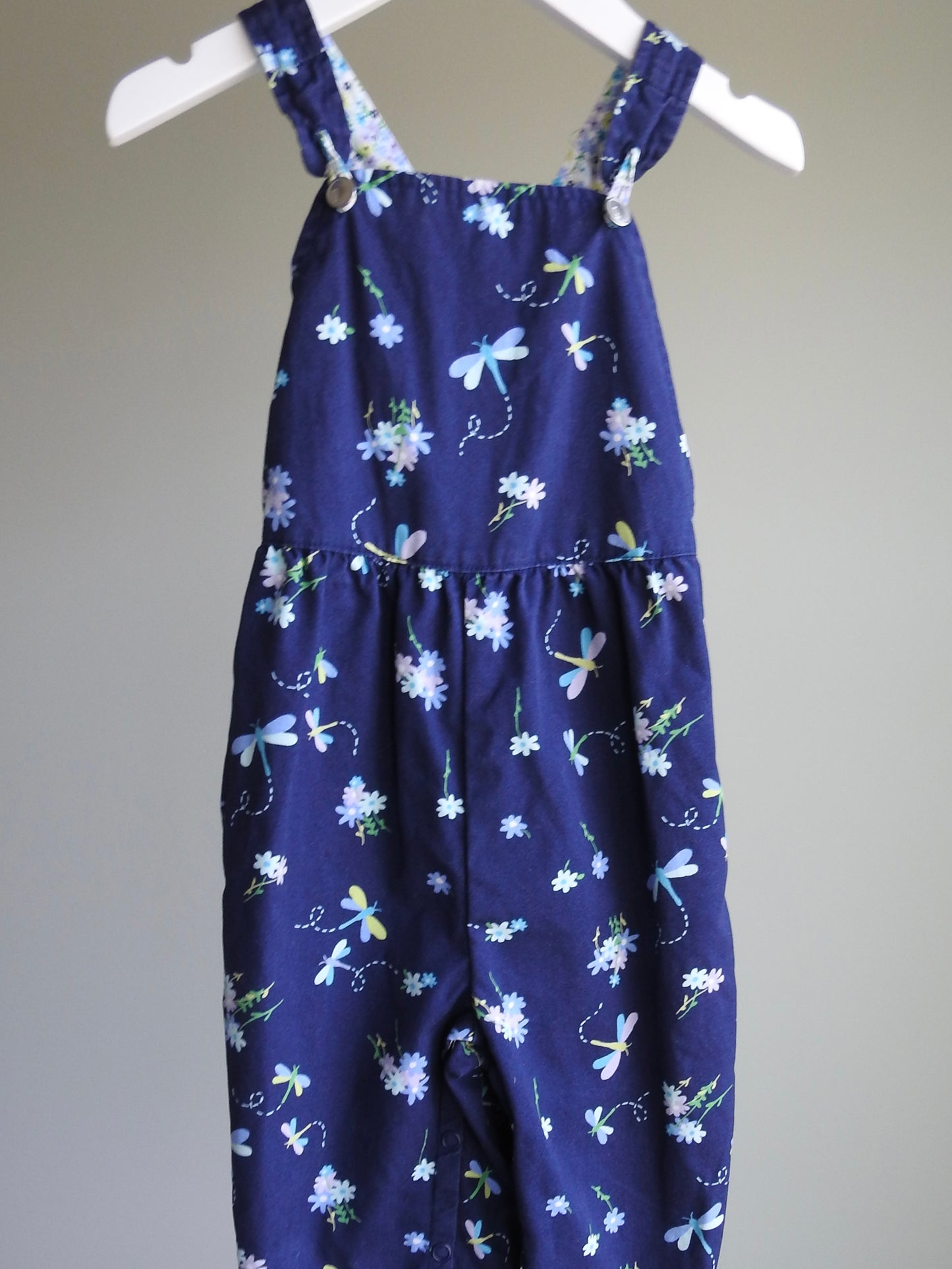 Vintage 2001 Gymboree Navy Floral Overalls 18-24M