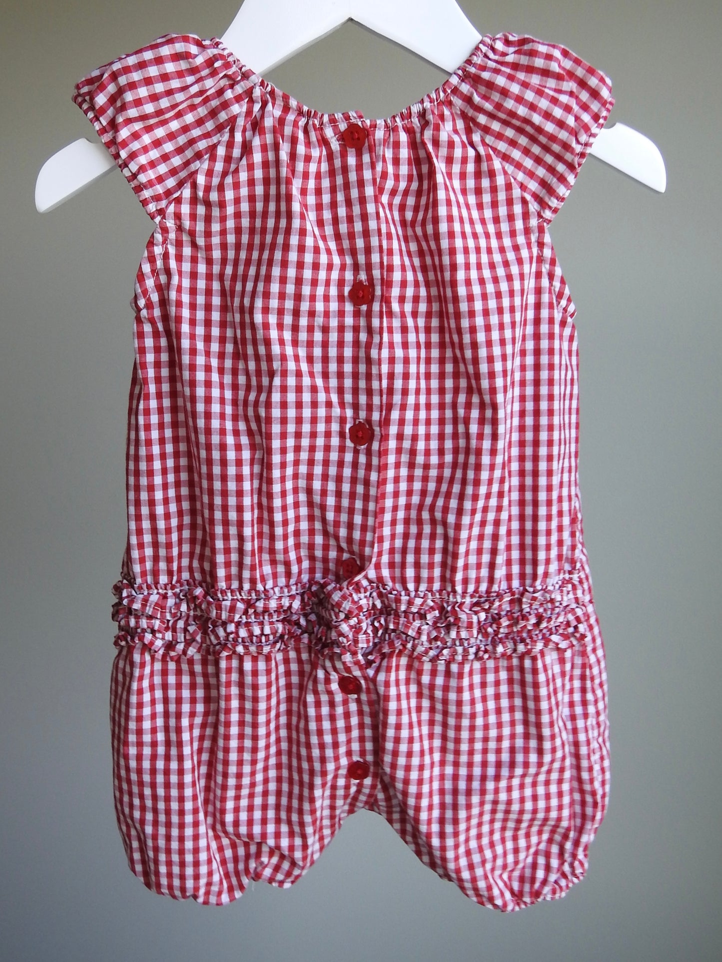 Vintage 90s/00s Little Me Red White Gingham Romper 12M