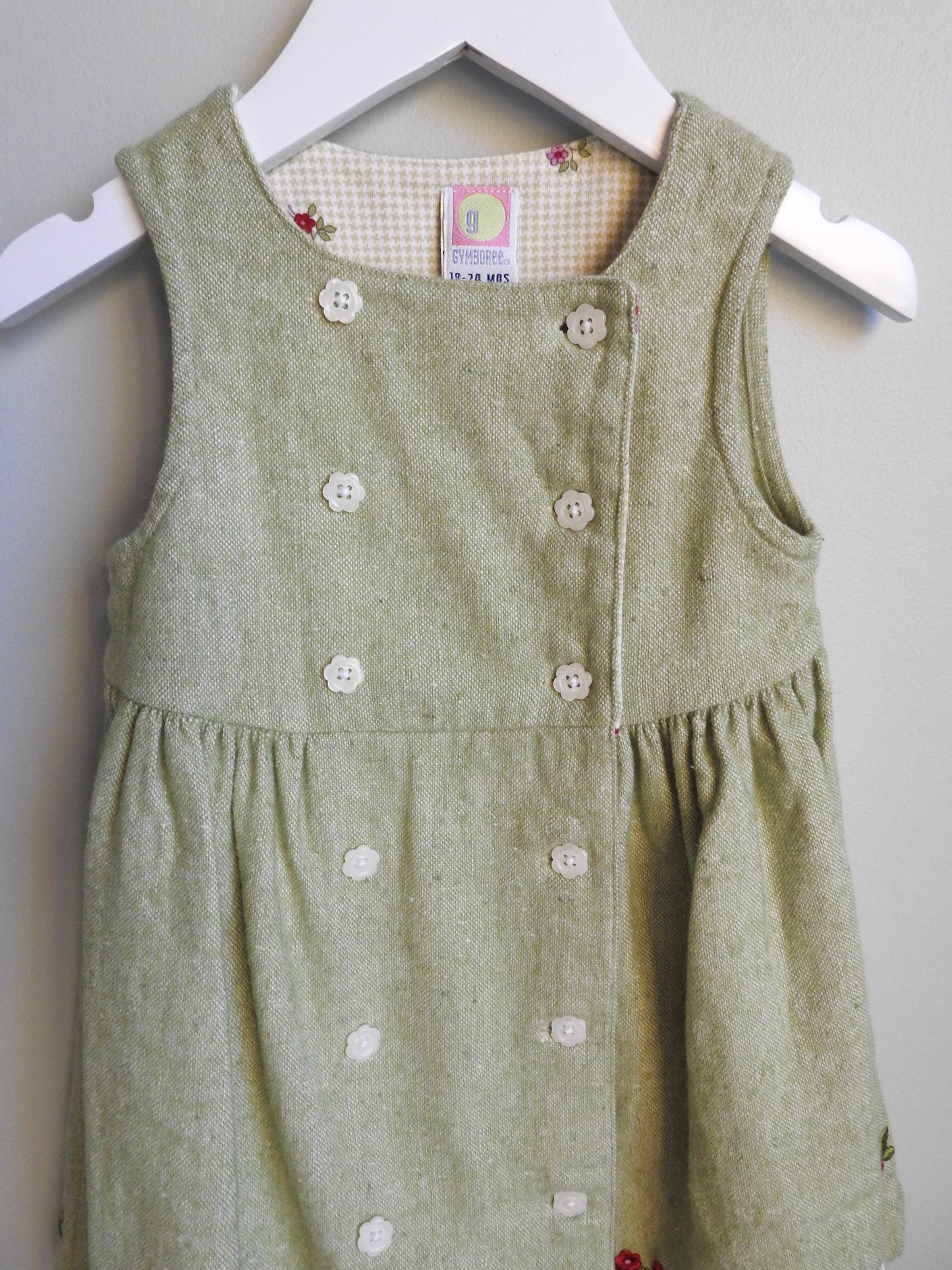 Vintage 2001 Gymboree Green Wool Dress (2 Pieces) 18-24M
