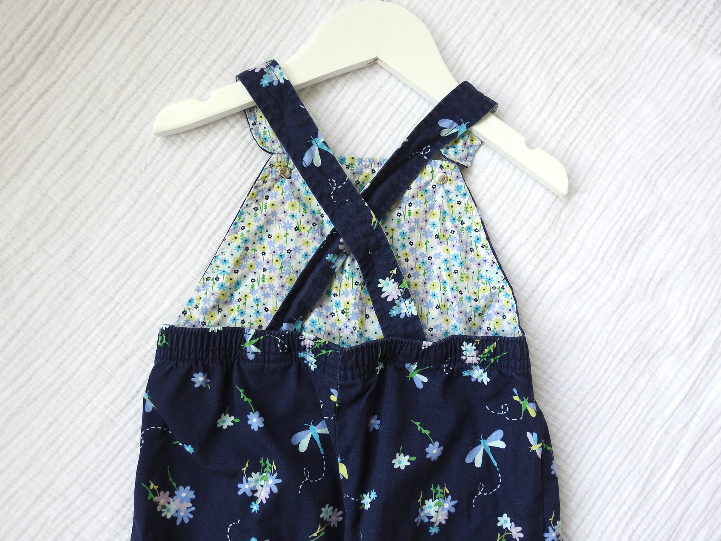 Vintage 2001 Gymboree Navy Floral Overalls 18-24M