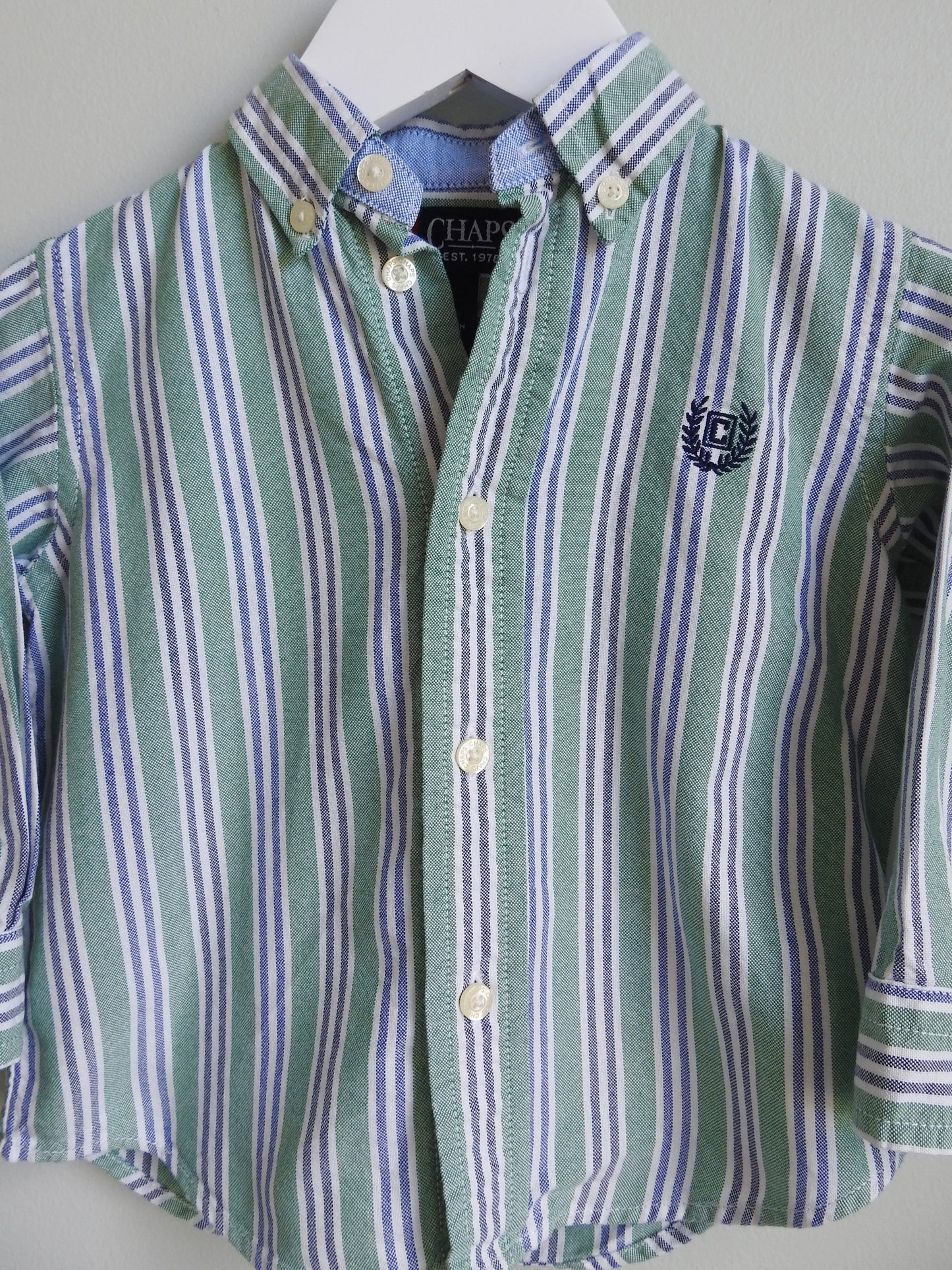 Chaps Green Button Down Shirt 18M