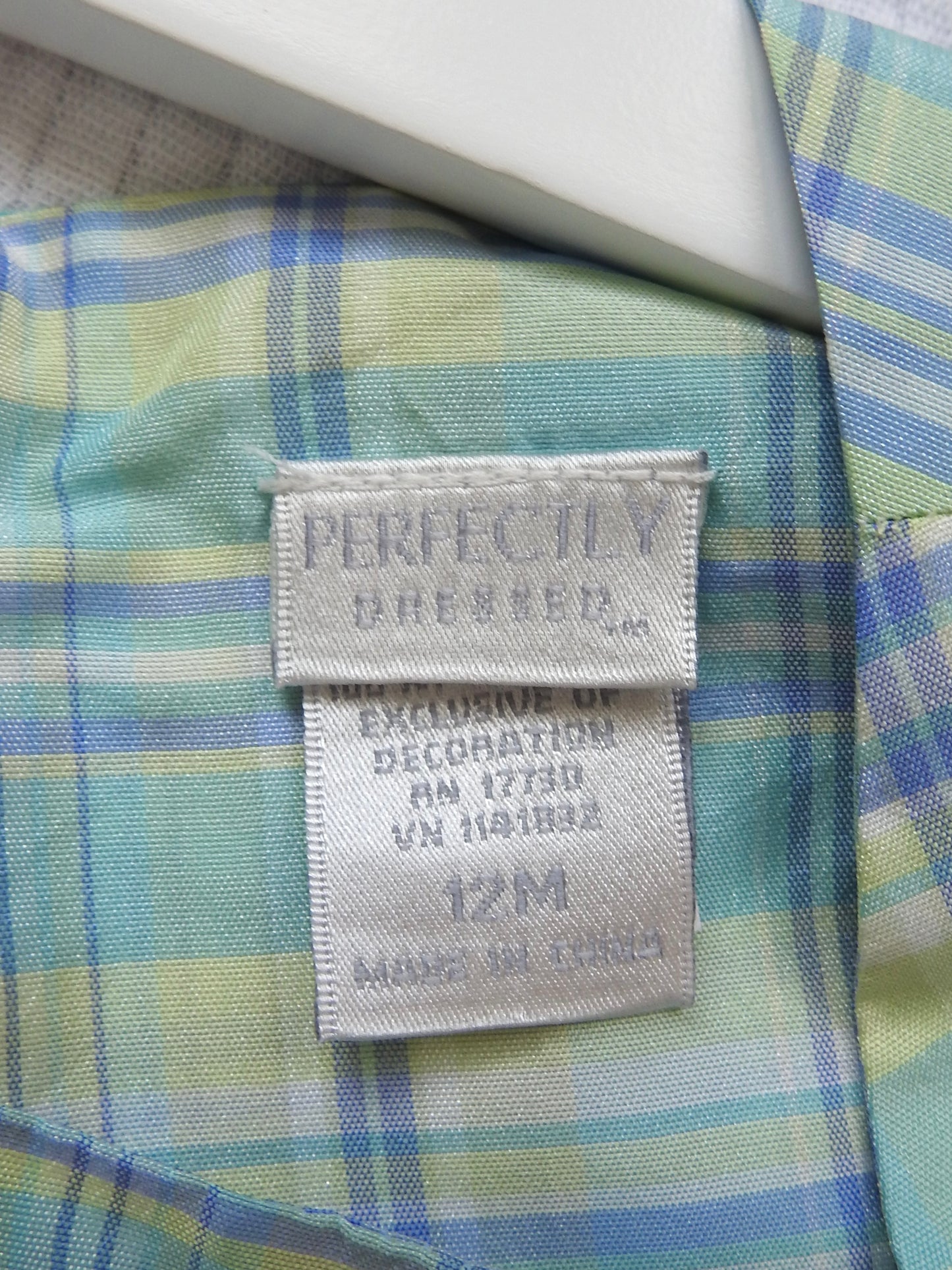 Vintage 90s/00s Perfectly Dressed Blue Green Plaid Dress 12M
