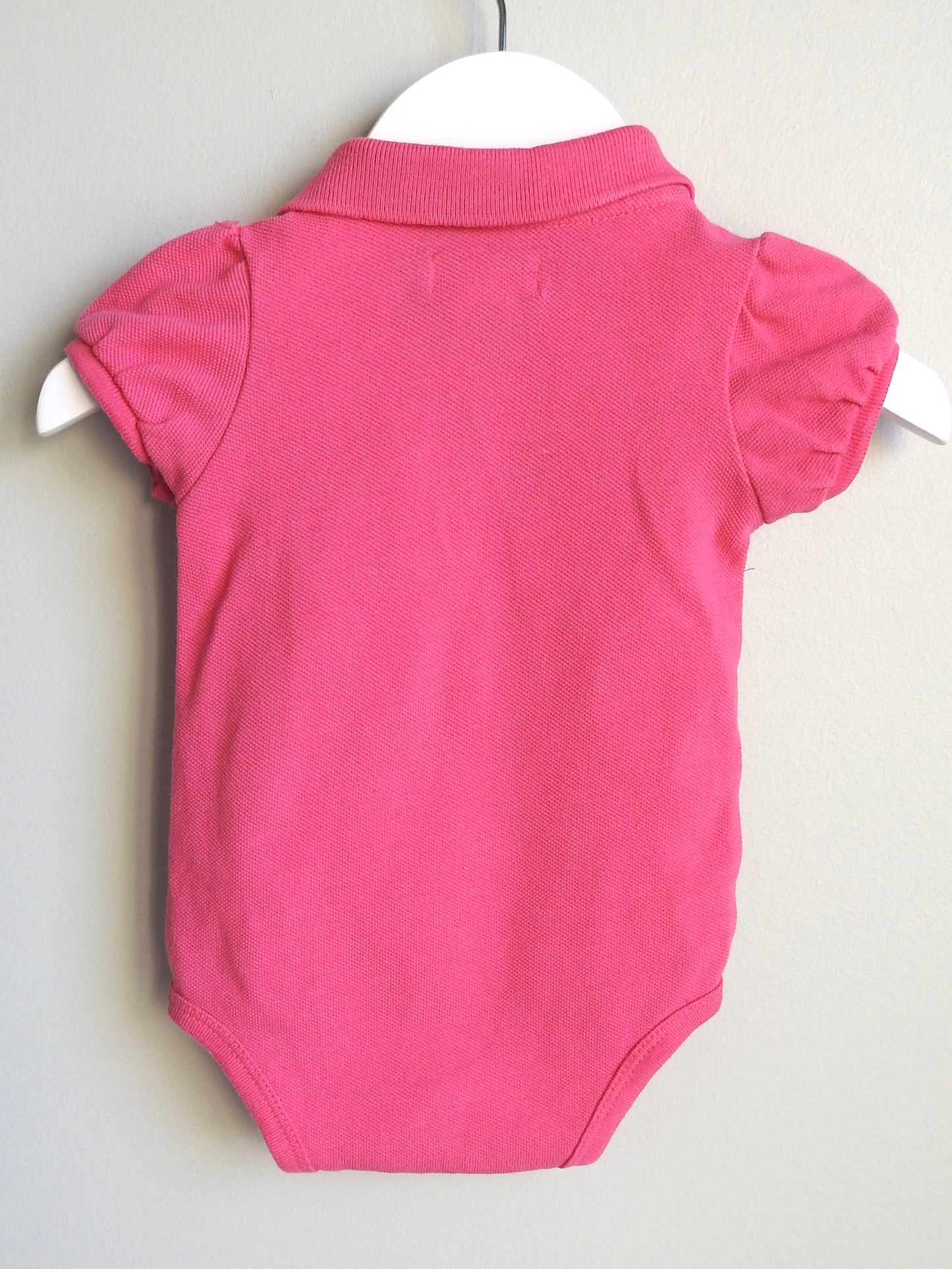 Ralph Lauren Pink Polo Collared Ruffle Bodysuit 3M