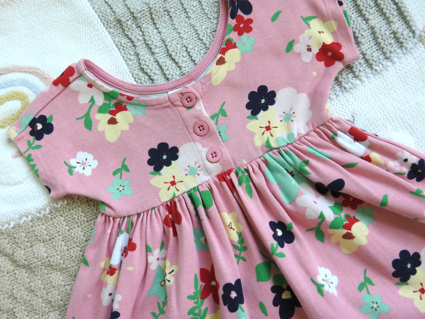 Vintage 90s/00s Hanna Andersson Pink Floral Play Dress 2Y