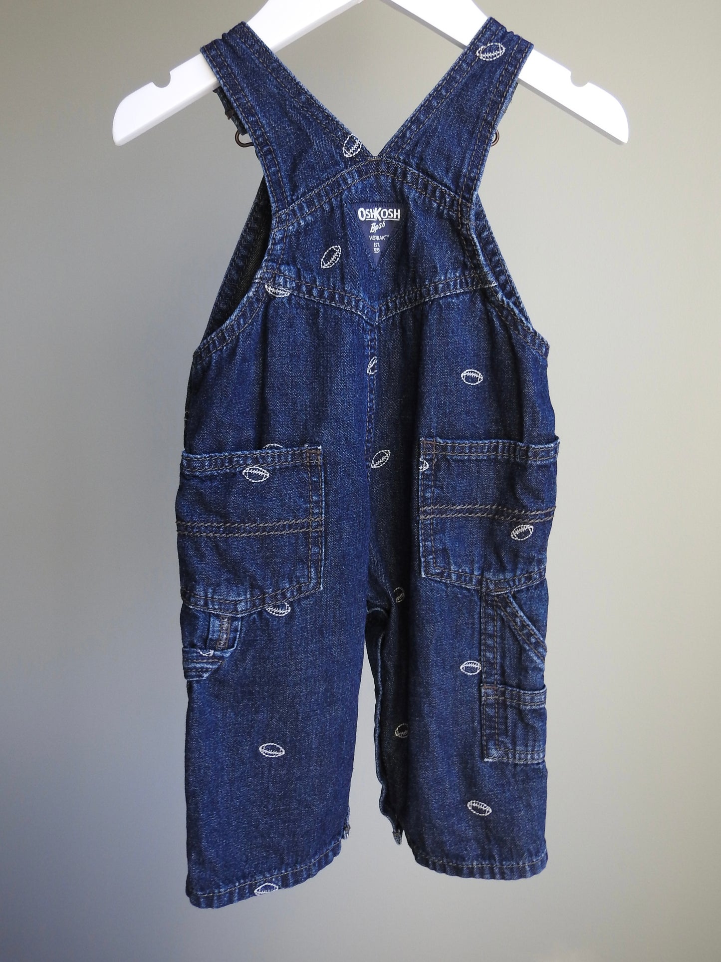 Oshkosh B'gosh Football Denim Long Overalls 6M