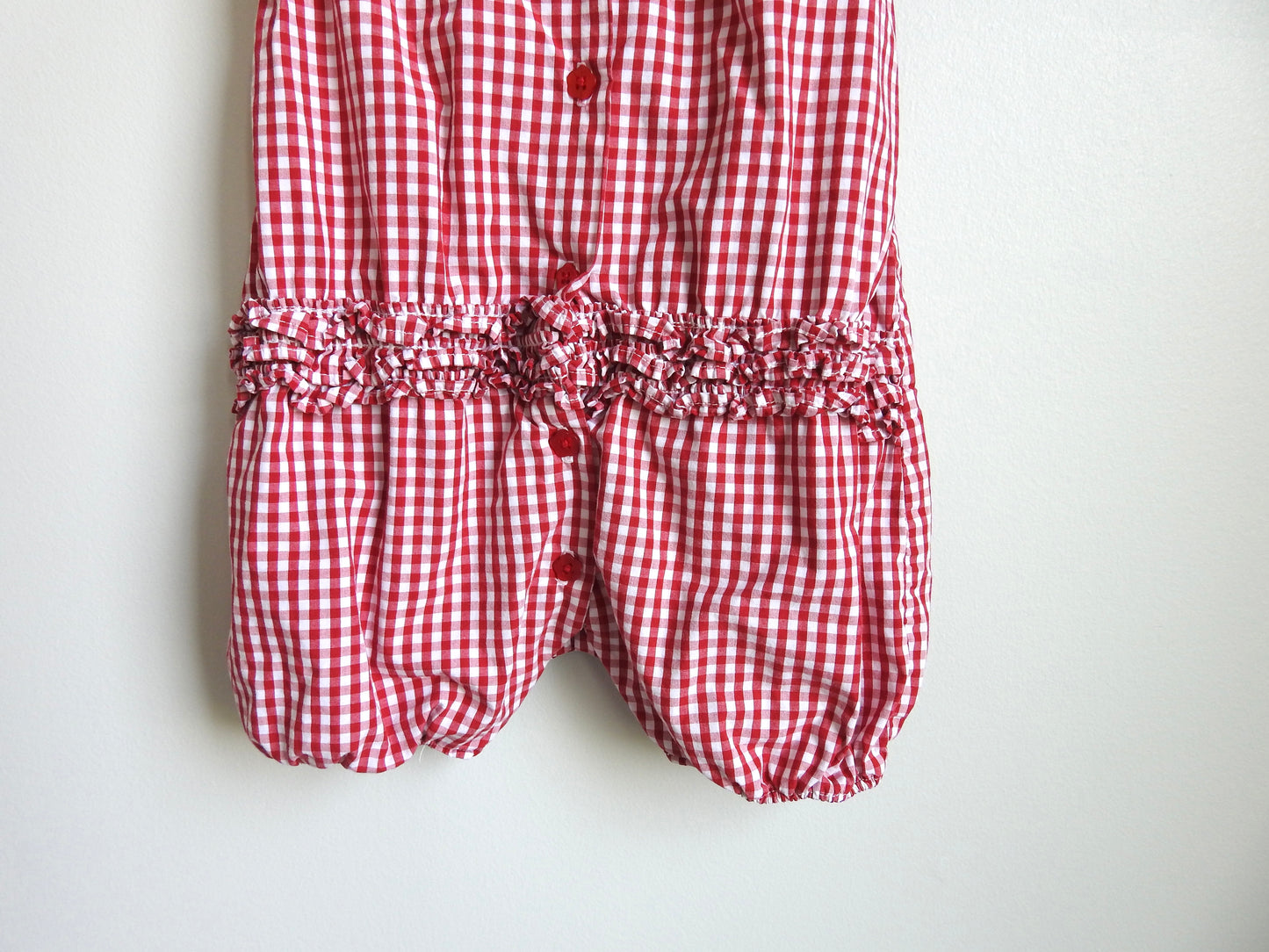Vintage 90s/00s Little Me Red White Gingham Romper 12M