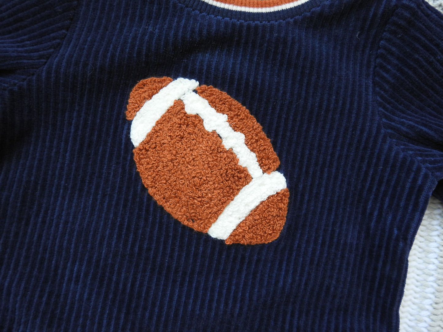 Little Me Navy Velour Football Set 3-6M