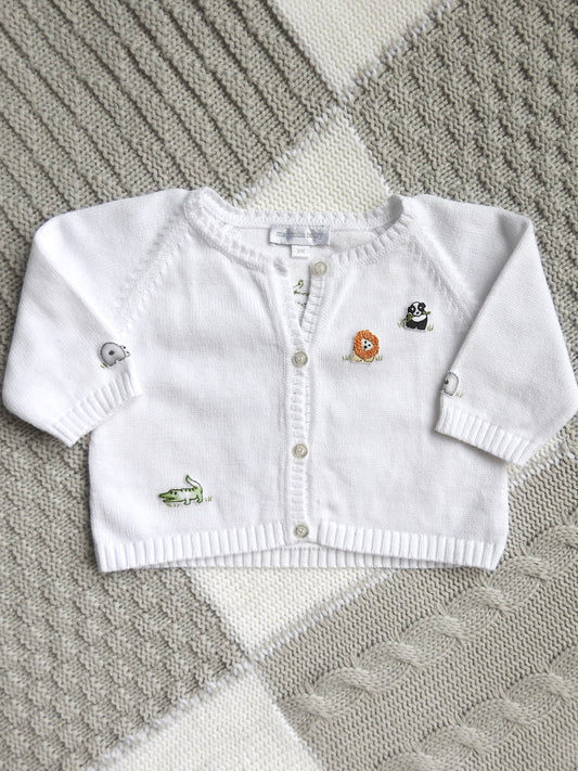 Magnolia Baby White Animals Cardigan 3M