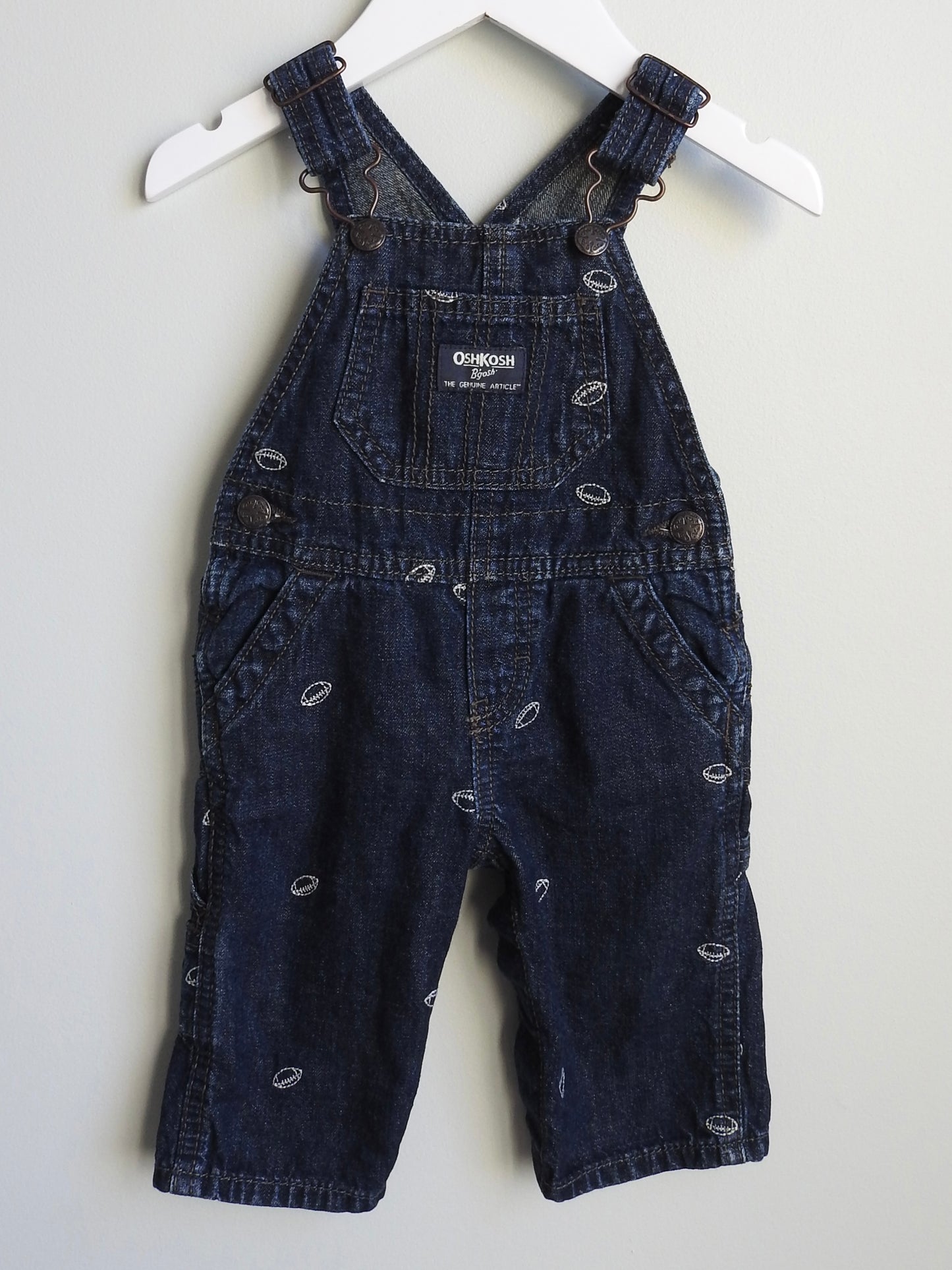 Oshkosh B'gosh Football Denim Long Overalls 6M