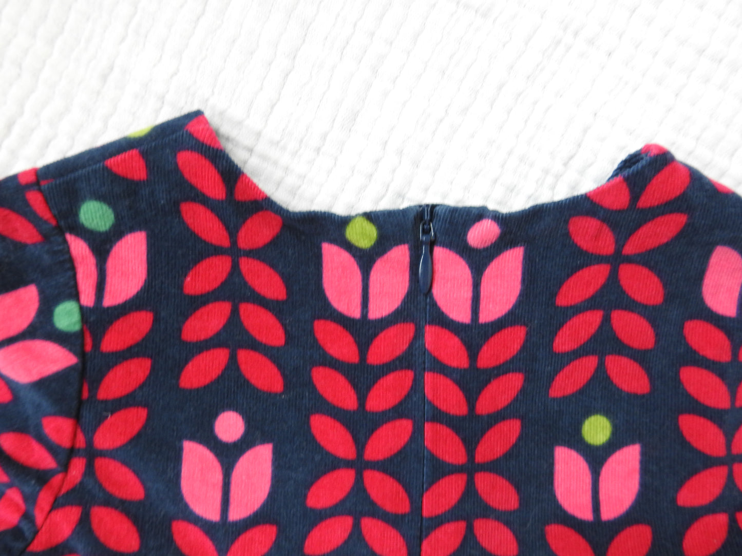 Jacadi Multicolor Pink Navy Floral Corduroy Dress 18M
