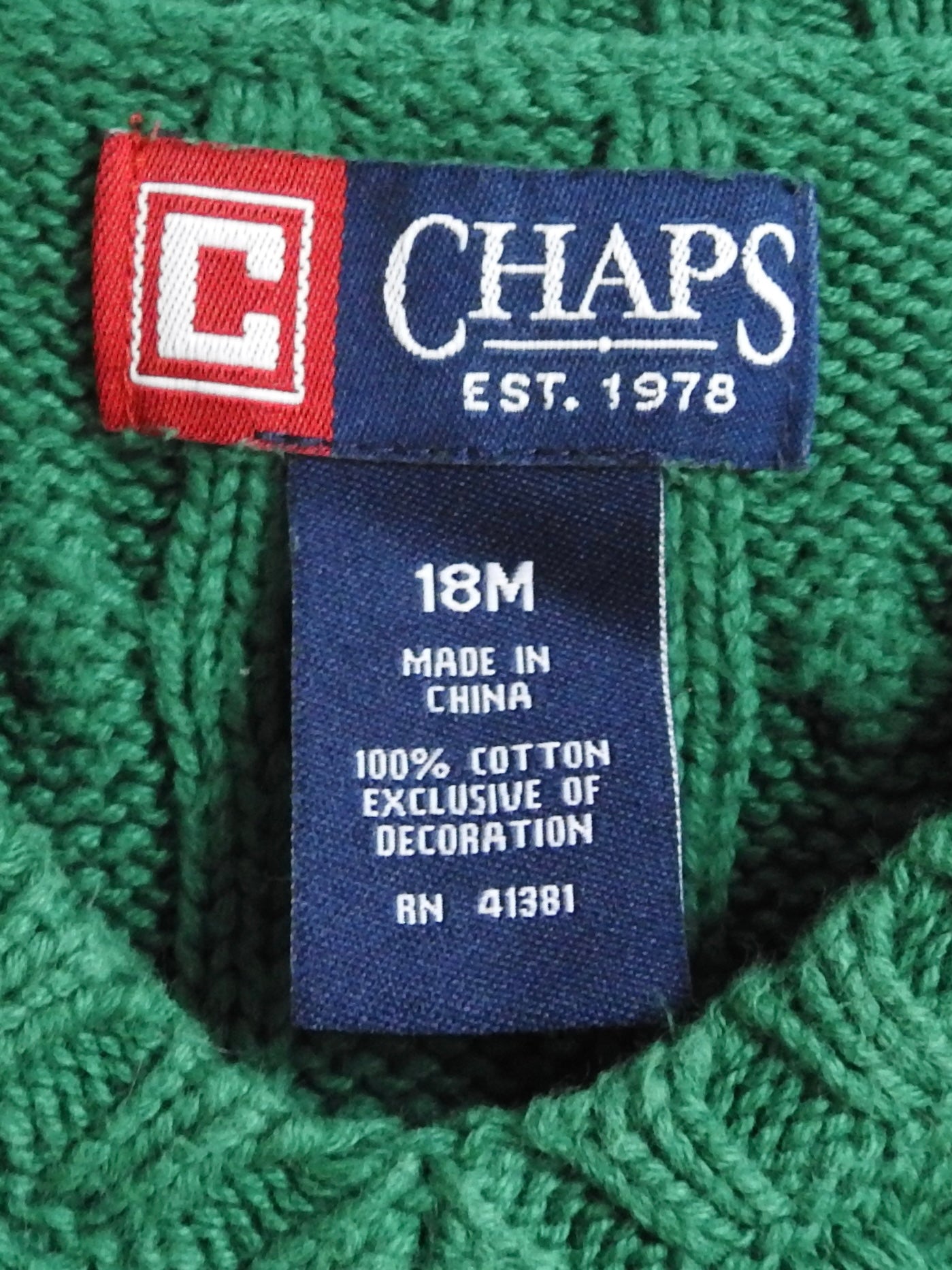 Chaps Green Sweater Vest 18M