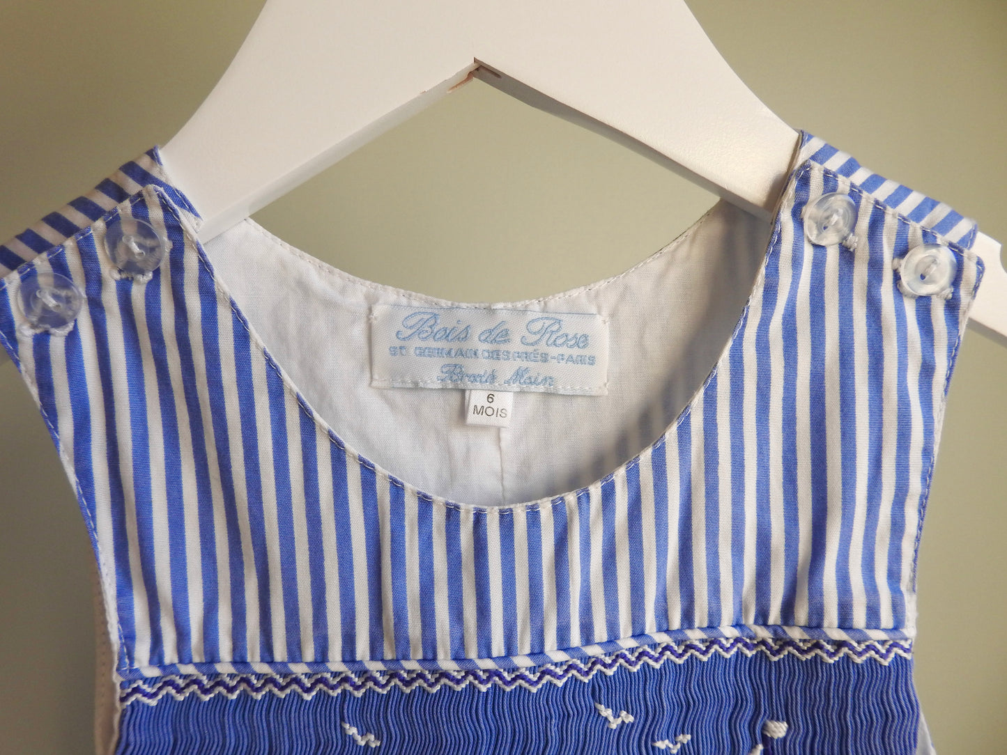 Bois de Rose Blue White Striped Smocked Sailboat Romper 6M