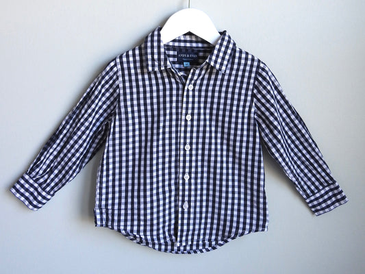 Andy & Evan Navy White Checked Long Sleeve Button Down Shirt 3Y