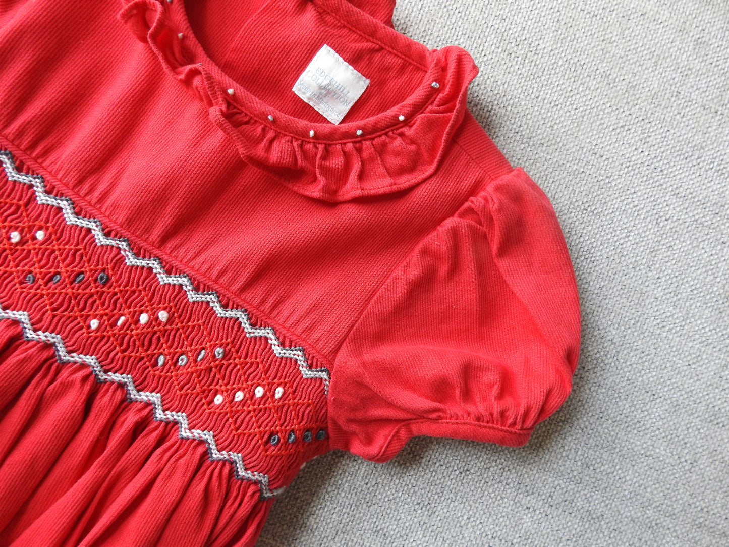 Edgehill Collection Red Corduroy Smocked Dress 4Y