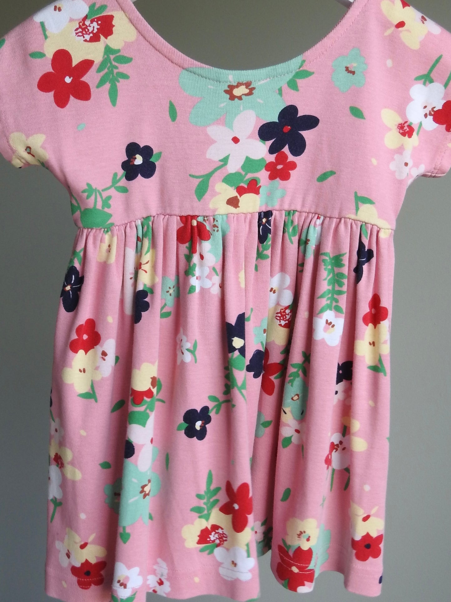 Vintage 90s/00s Hanna Andersson Pink Floral Play Dress 2Y