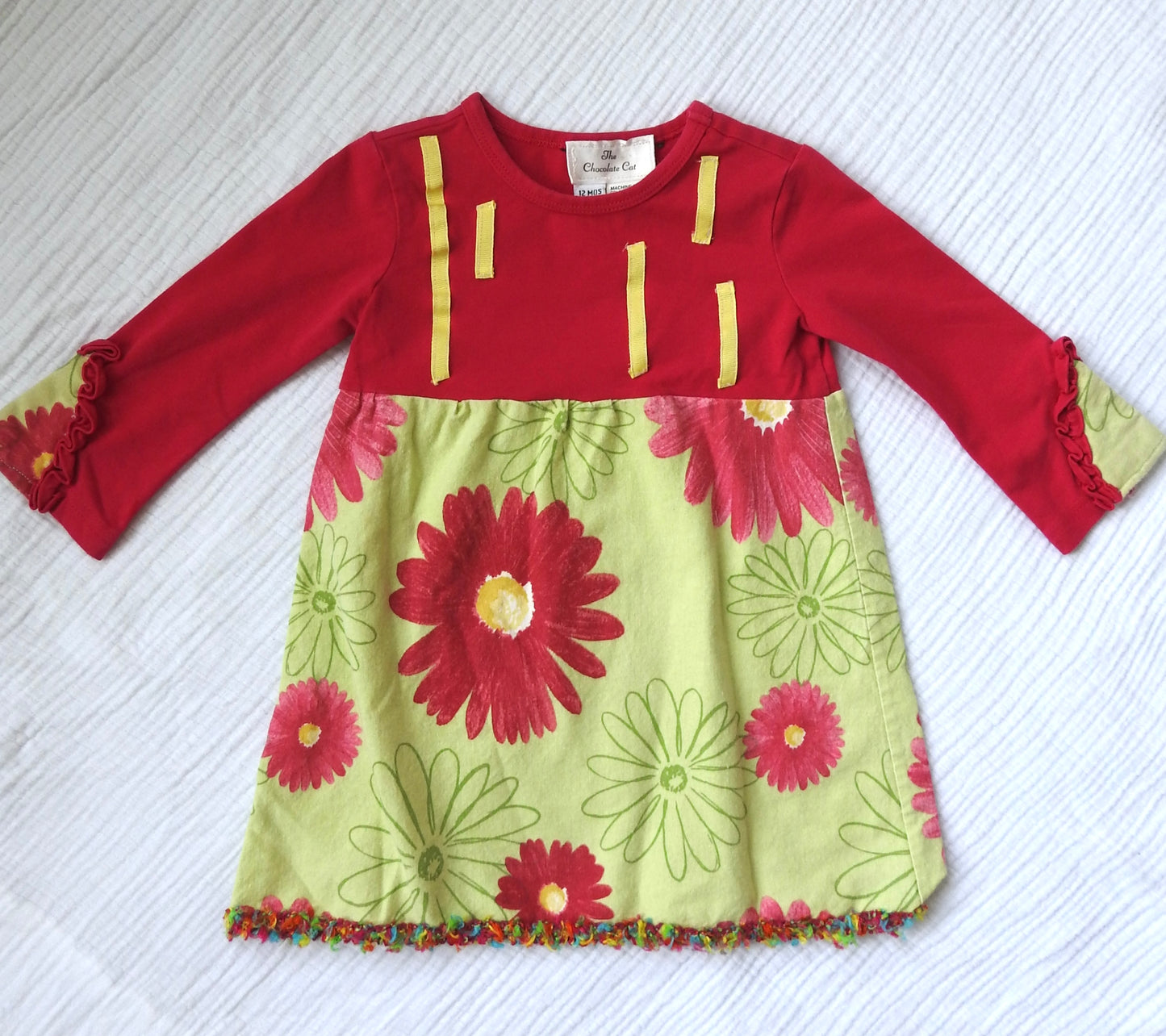Vintage 90s/00s The Chocolate Cat Pink Green Floral Dress 12M