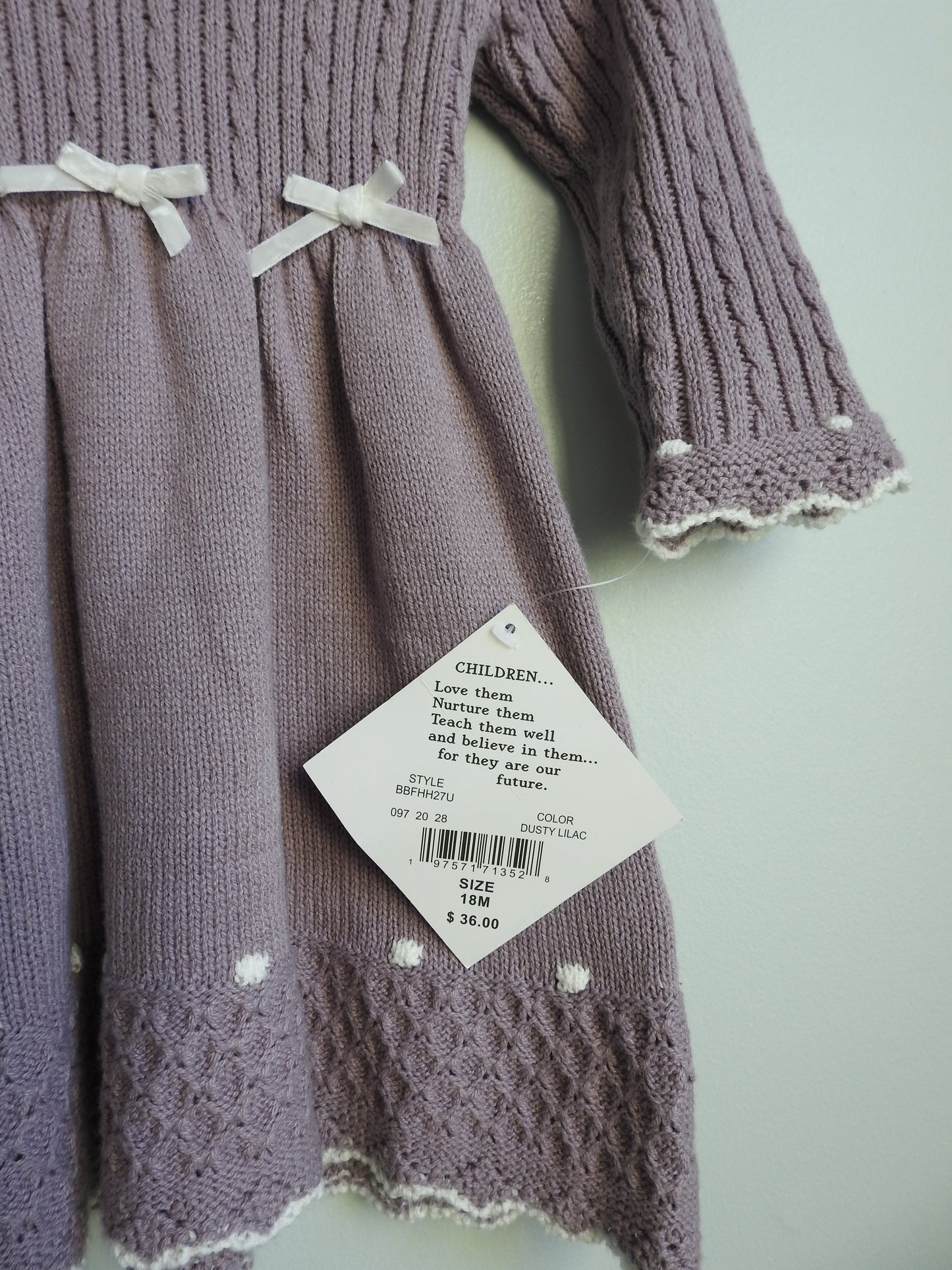 NWT Blueberi Boulevard Mauve Long Sleeve Knit Sweater Dress 18M