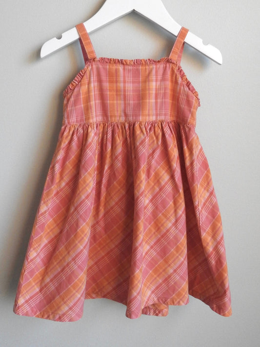 Vintage 2002 Gymboree Pink Orange Plaid Dress 12-18M