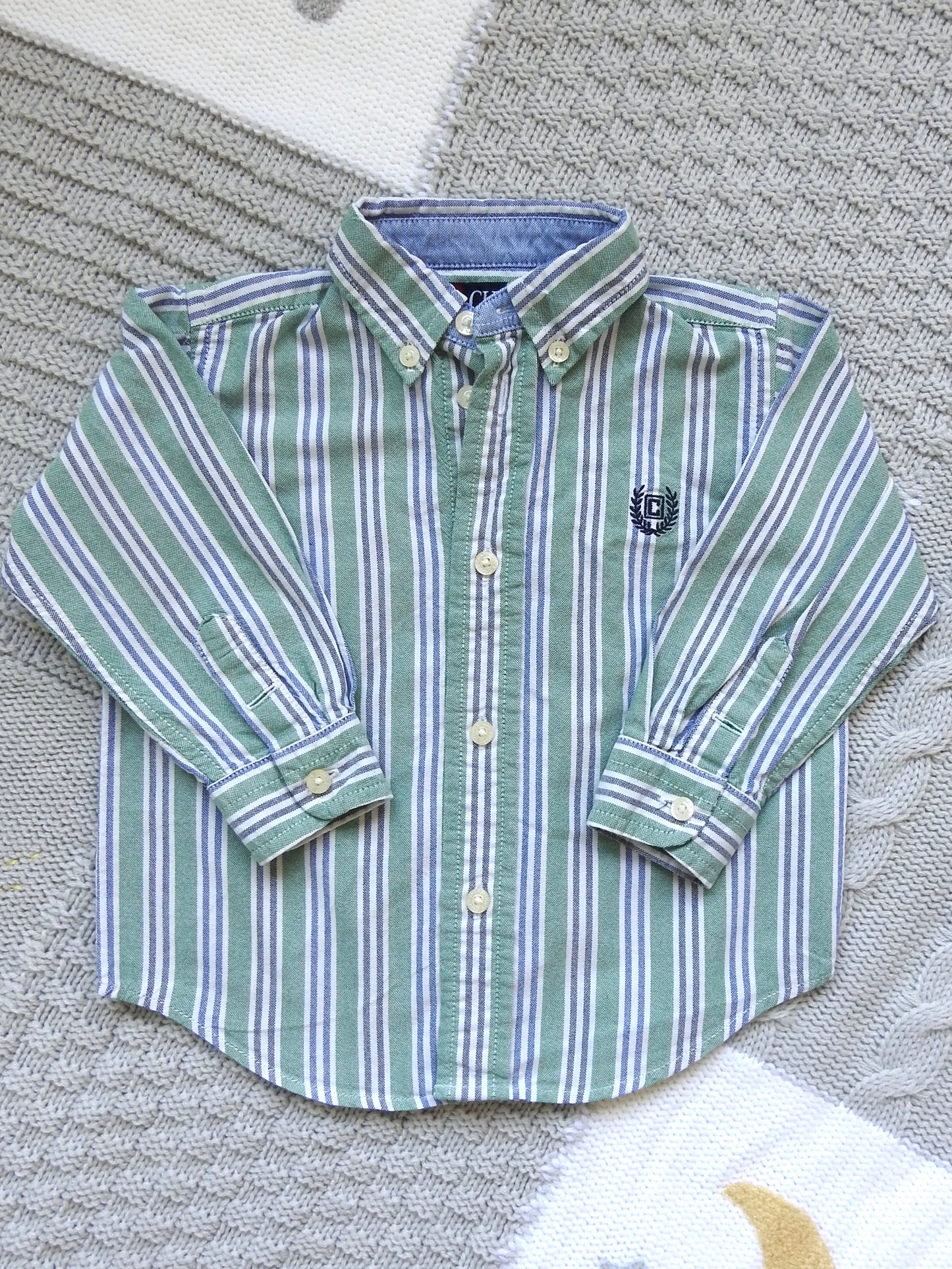 Chaps Green Button Down Shirt 18M