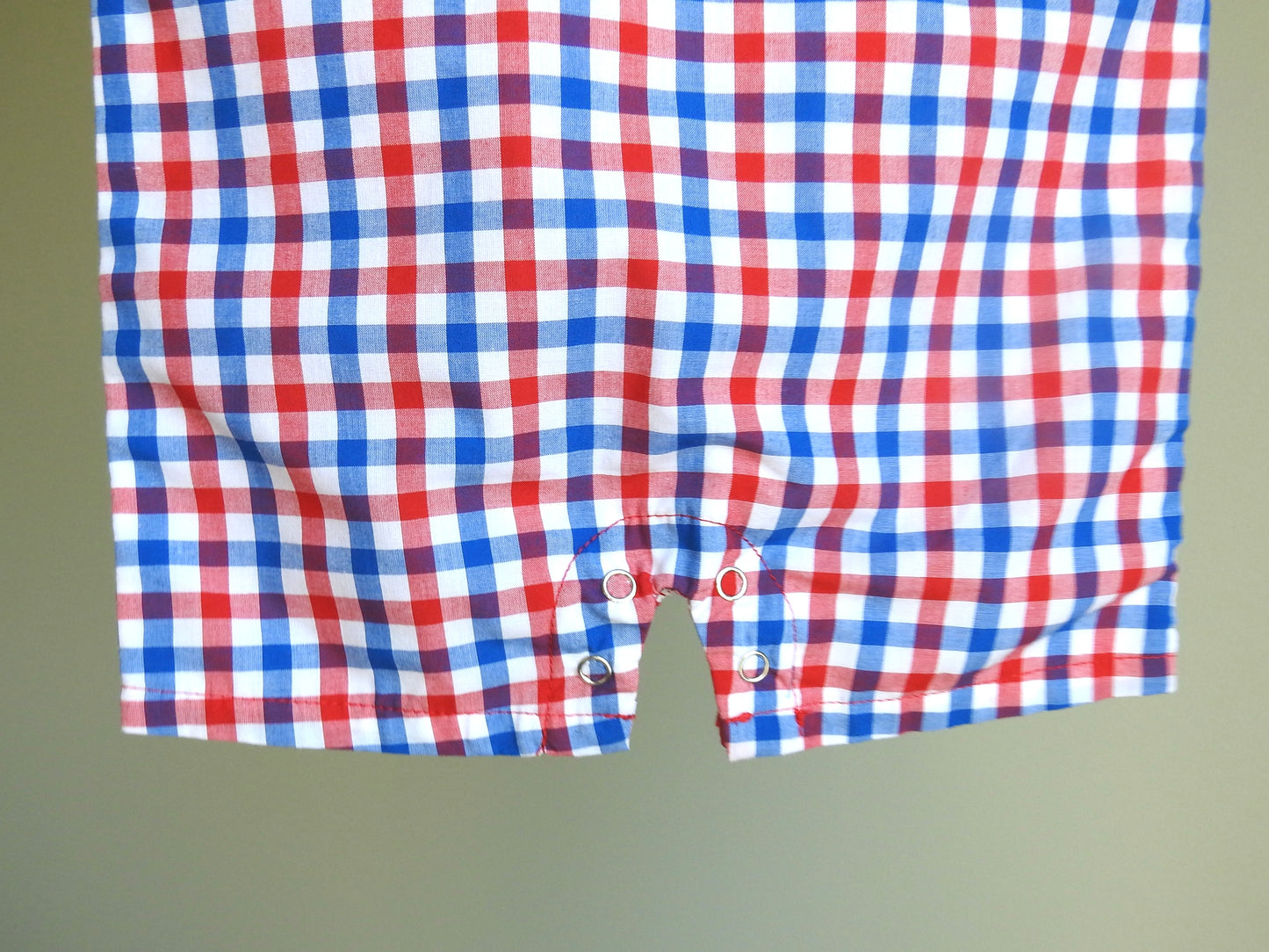 Crown & Ivy Baby Red Blue Checked Romper 18M