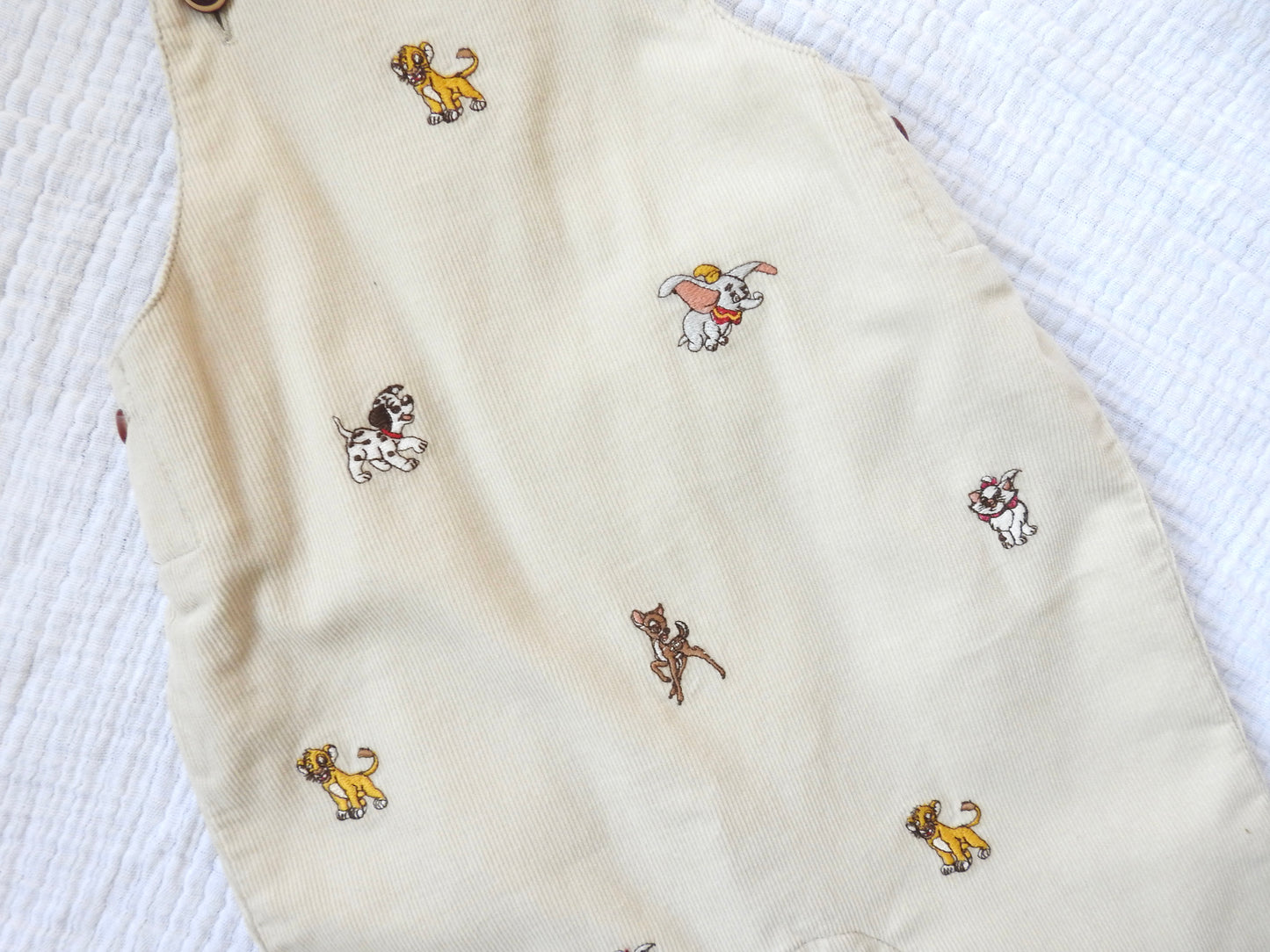 NWT Janie & Jack Disney Friends Taupe Baby Corduroy Overalls 3-6M