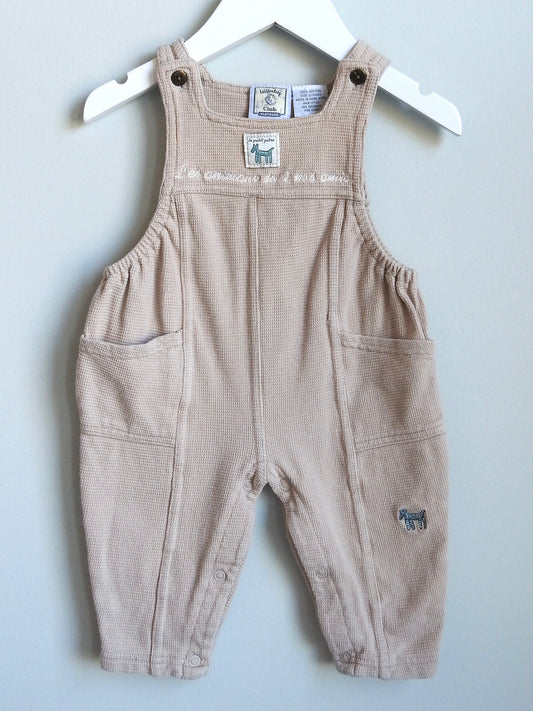 Vintage 90s Lullaby Club 'Le Petit Zebre' Beige Overalls 3-6M