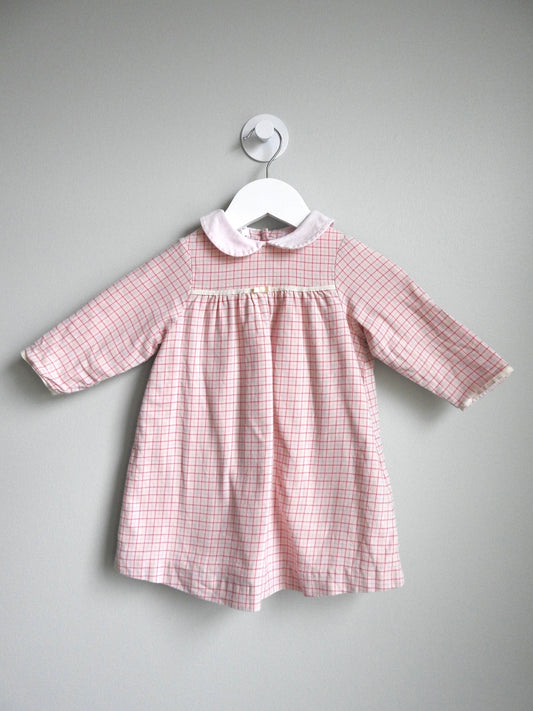 Vintage 80s/90s Jacadi Pink Plaid Dress 12M
