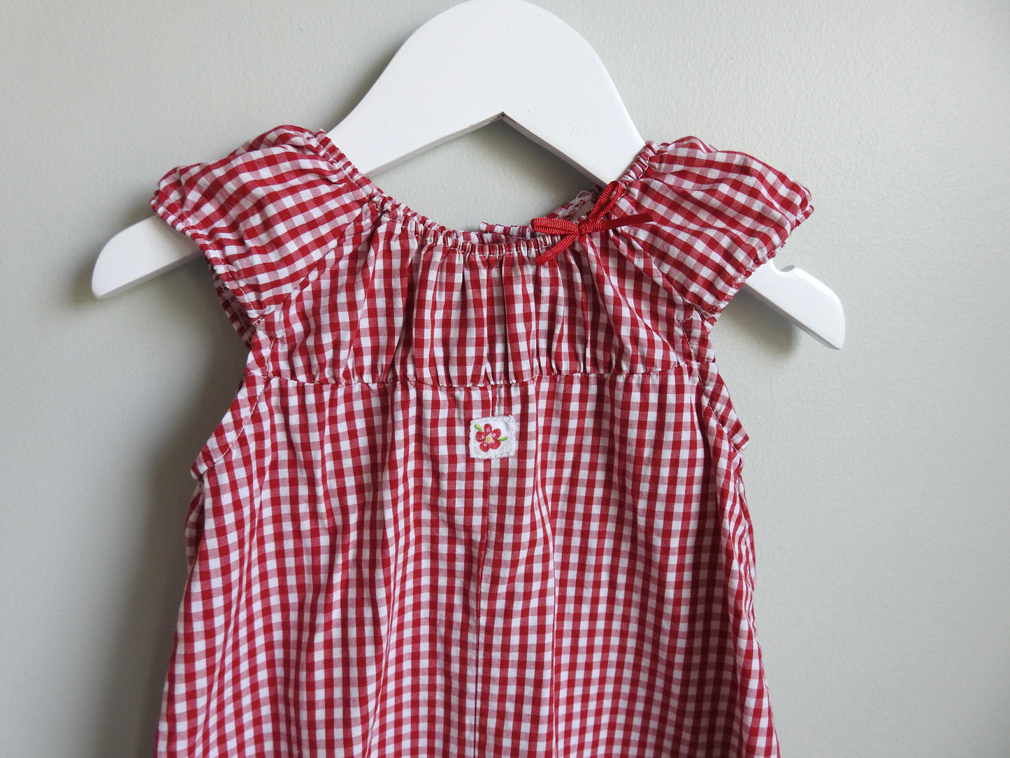 Vintage 90s/00s Little Me Red White Gingham Romper 12M
