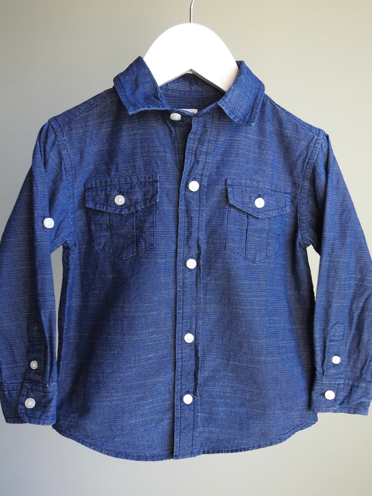 Janie & Jack Chambray Blue Long Sleeve Button Down Shirt 3Y