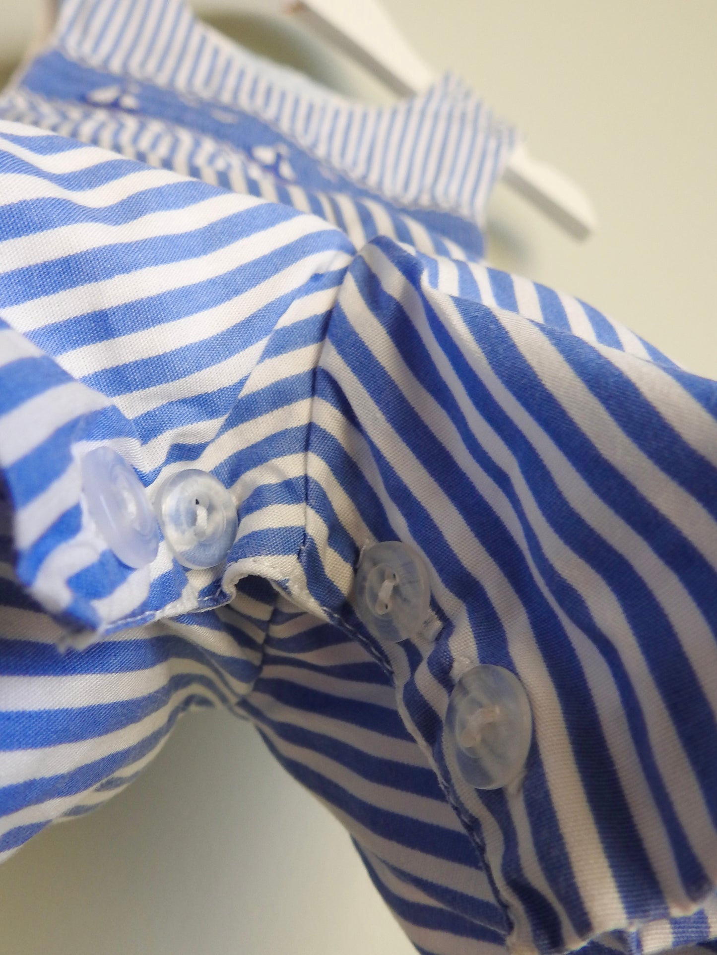 Bois de Rose Blue White Striped Smocked Sailboat Romper 6M