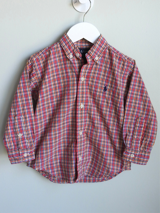 Vintage 90s/00s Ralph Lauren Red Plaid Button Down Shirt 2Y