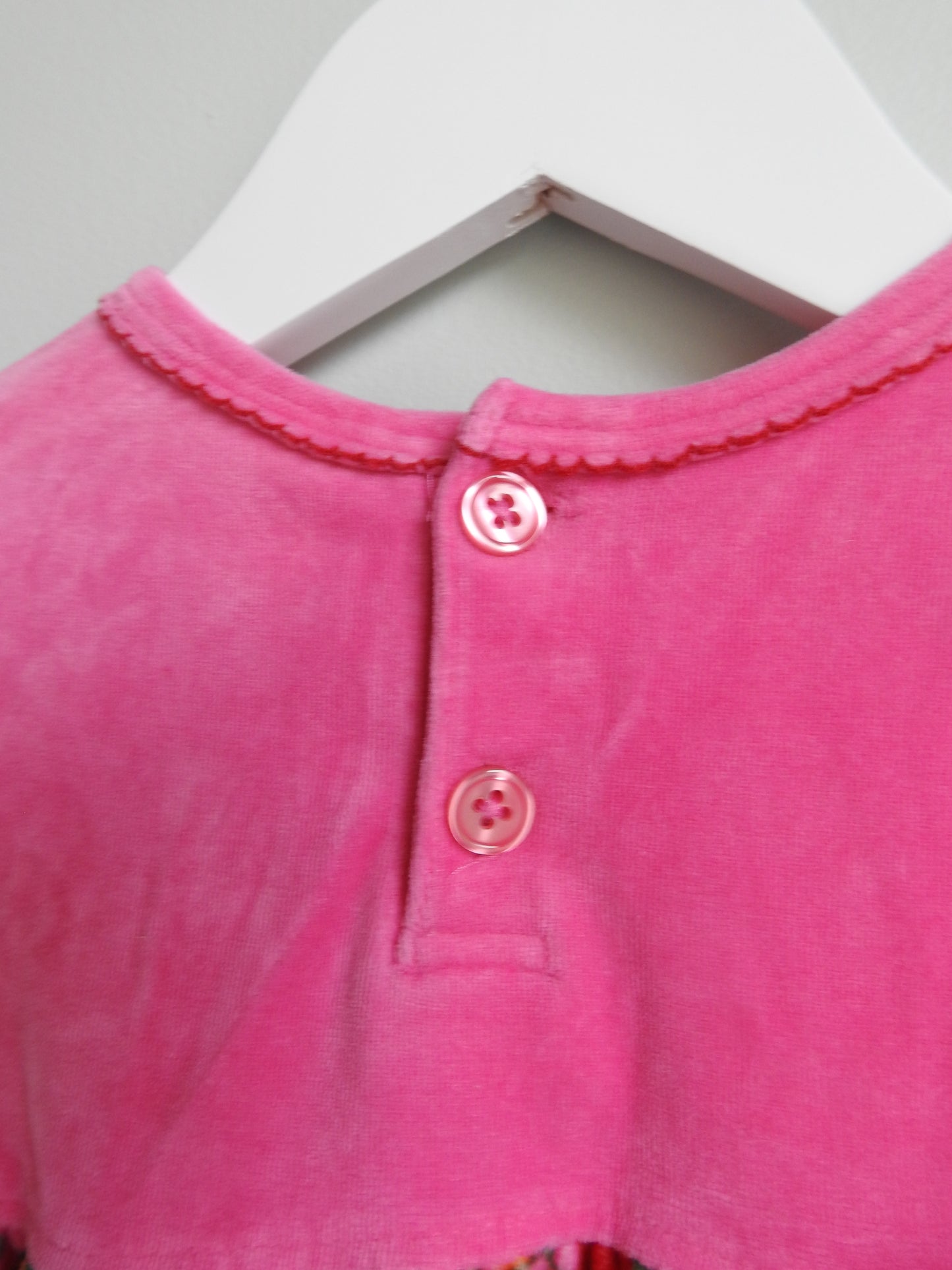 Vintage 90s/00s Hanna Andersson Pink Patterned Velour Dress 6-12M