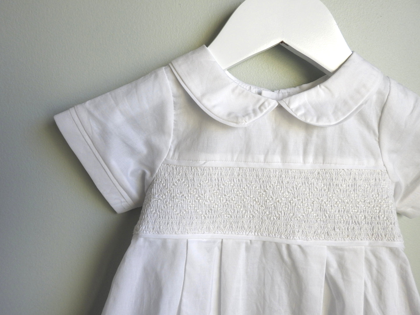 NWT Mud Pie White Smocked Christening Gown 0-6M