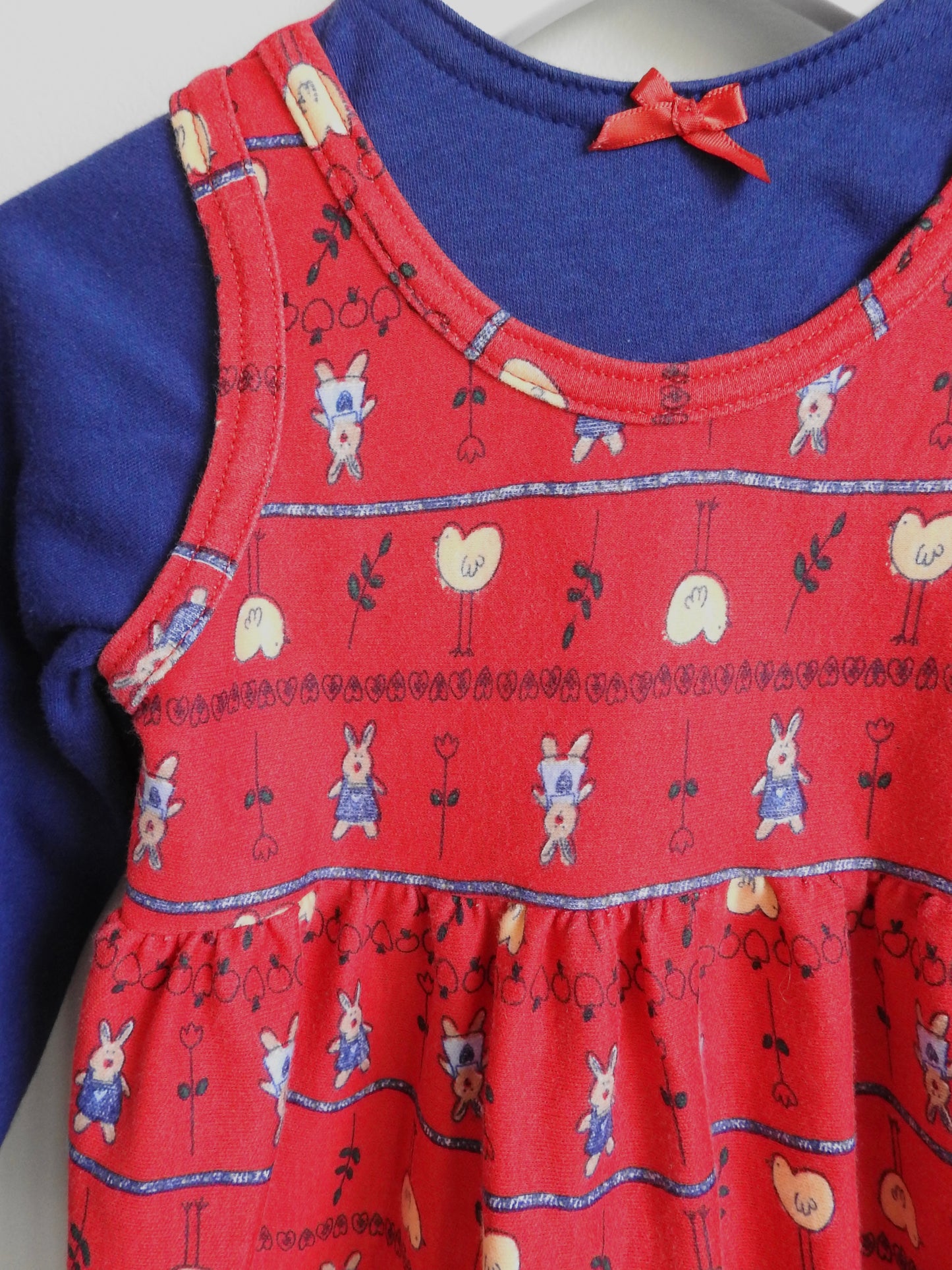 Vintage 80s/90s Healthtex Red Blue Animal Print Romper 12M