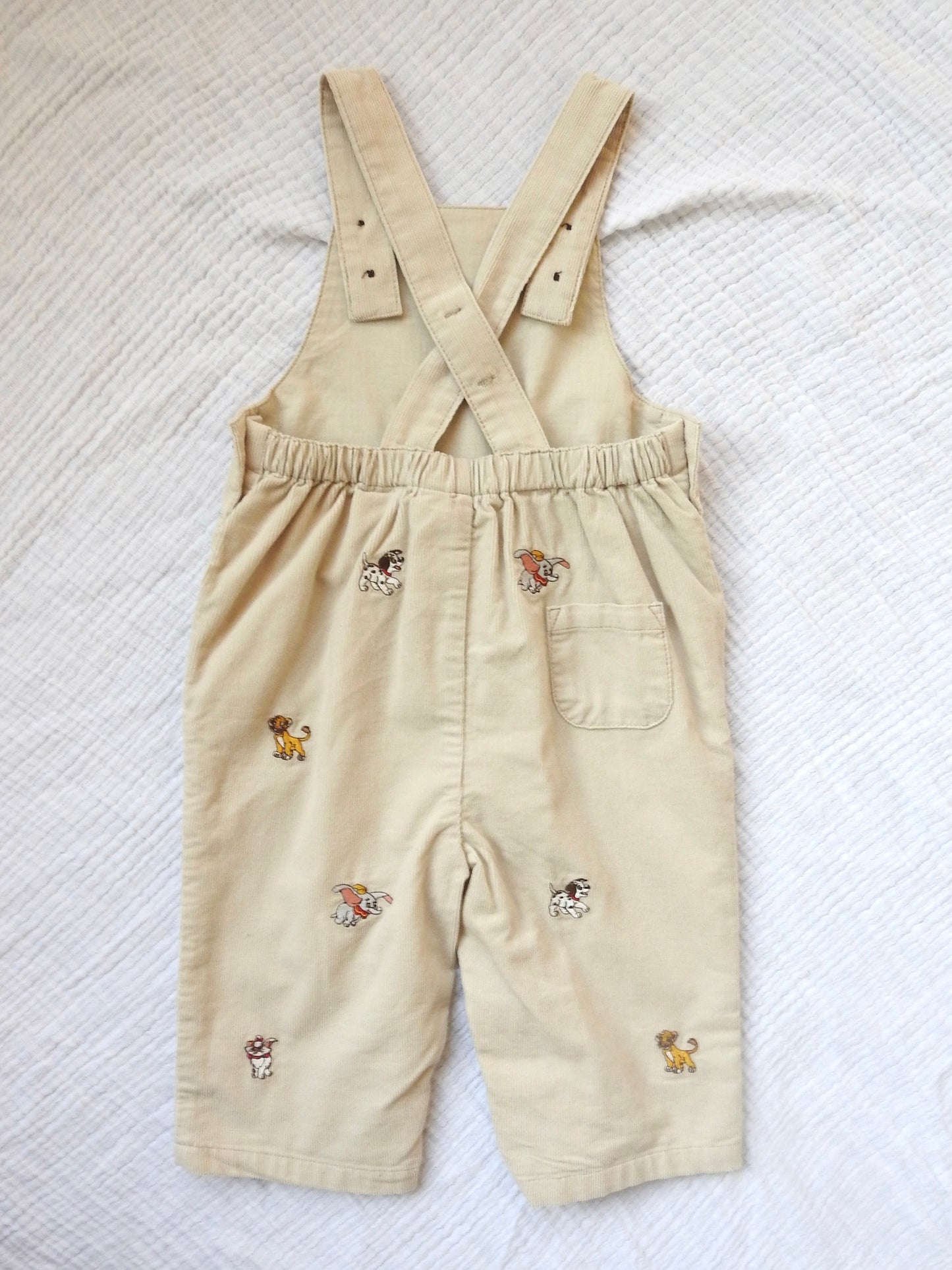 NWT Janie & Jack Disney Friends Taupe Baby Corduroy Overalls 3-6M
