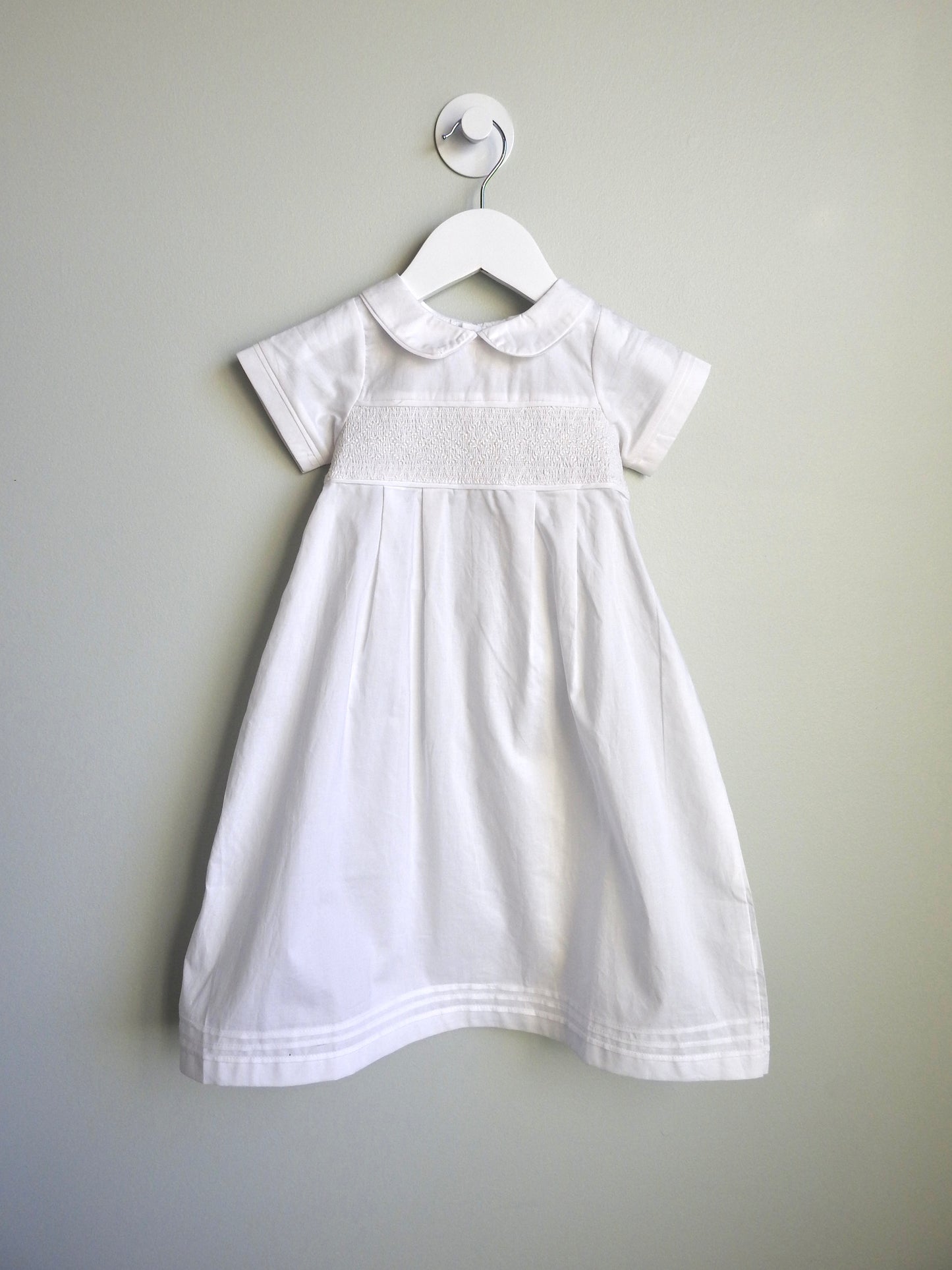 NWT Mud Pie White Smocked Christening Gown 0-6M