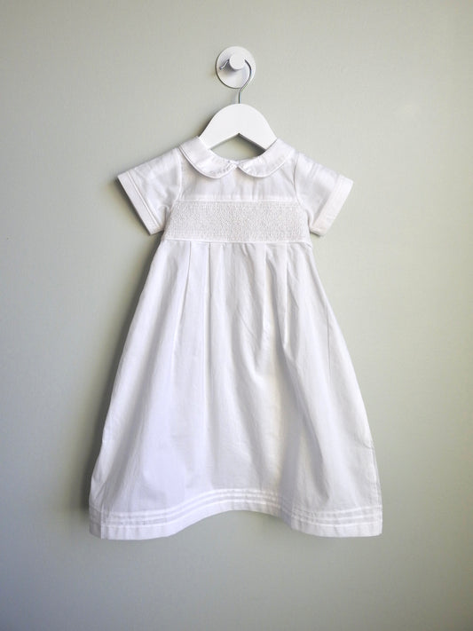 NWT Mud Pie White Smocked Christening Gown 0-6M