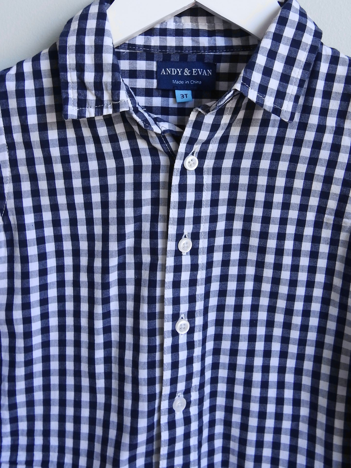 Andy & Evan Navy White Checked Long Sleeve Button Down Shirt 3Y