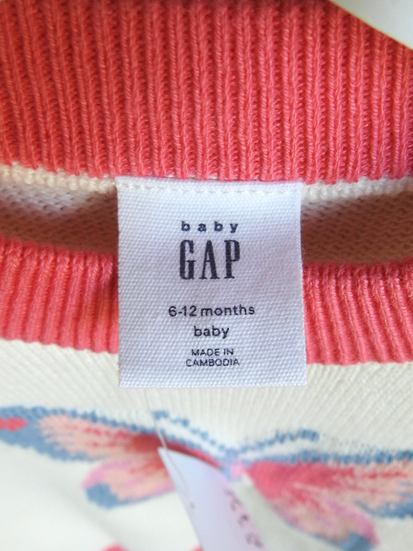 NWT Baby Gap Ivory Pink Butterfly Sweater 6-12M