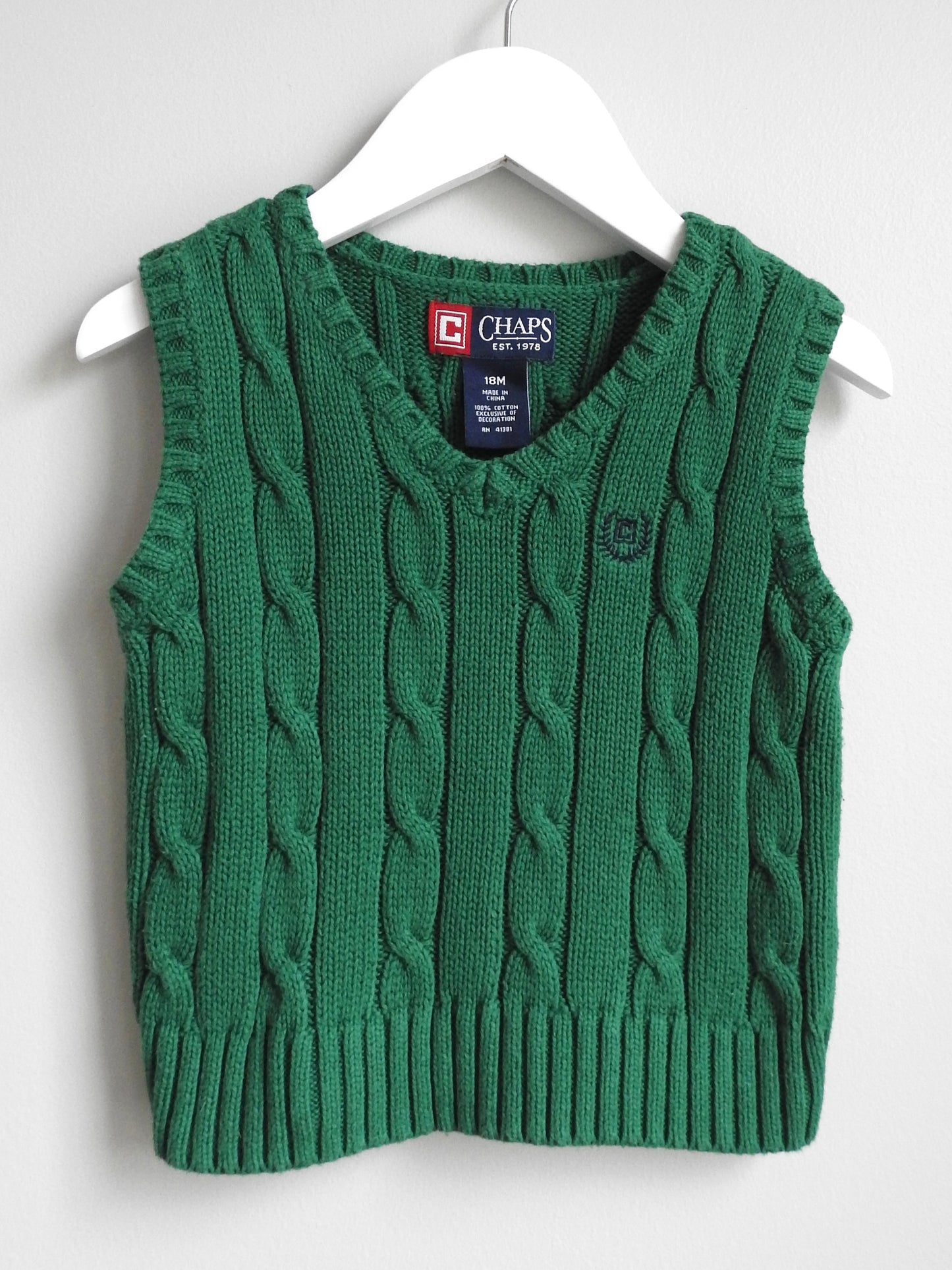 Chaps Green Sweater Vest 18M