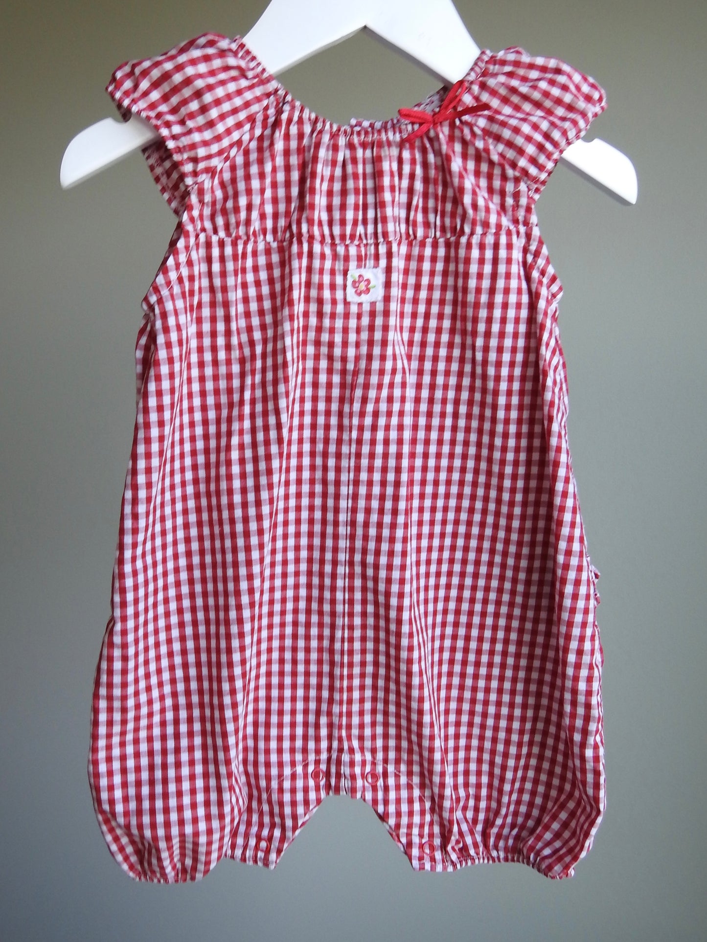Vintage 90s/00s Little Me Red White Gingham Romper 12M