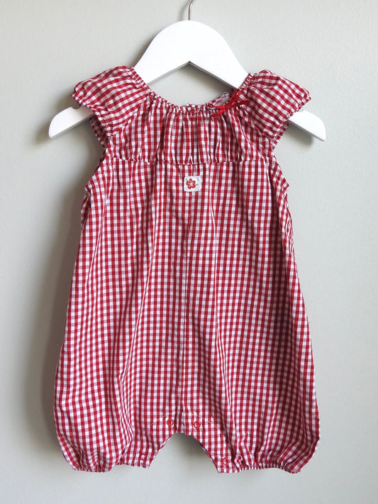 Vintage 90s/00s Little Me Red White Gingham Romper 12M
