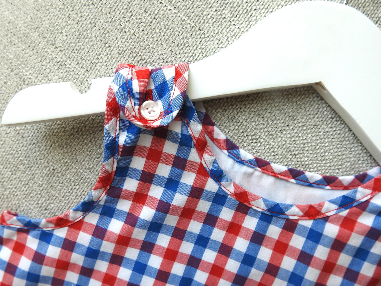 Crown & Ivy Baby Red Blue Checked Romper 18M